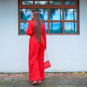 wide leg drape jumpsuit
