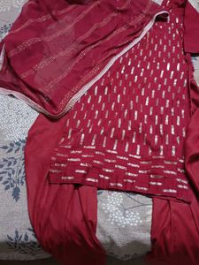 Elegant Maroon Salwar Suit Set With Sequin Work -