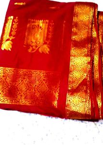 Elegant Red & Gold Silk Saree