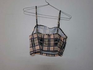 Plaid Spaghetti Strap Crop Top