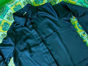 Elegant Navy Satin Shirt