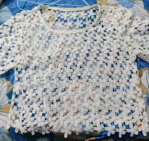 White Floral Lace Crop Top