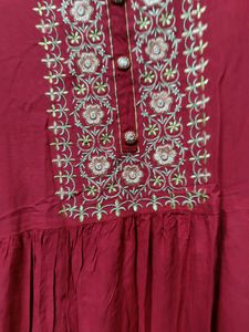 Price Drop Anarkali Cotton Kurti With Pant(2 Pcs)