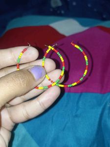 Colorful Beaded Hoop Earrings