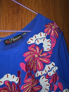 floral blue kurta