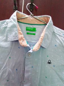Light Blue Printed Short Sleeve Shirt