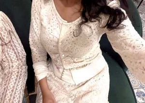 cream lace top / with buttons