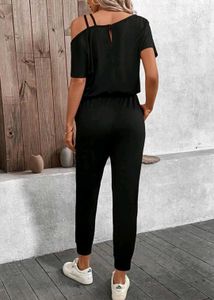 Solid Black Relaxed Fit Jumpsuit
