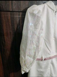 Sparkling White dress with Floral Embellishments