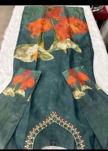 Elegant Teal Kurta Set with Floral Dupatta