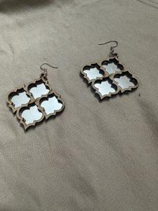Unique Mirror & Wood Earrings