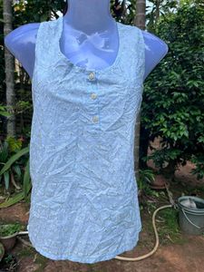 Light Blue Printed Sleeveless Top