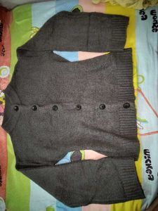 Grey Button-Up Knit Sweater