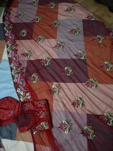 Marron Net Saree