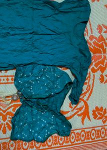 Teal Sequined Lehenga Choli
