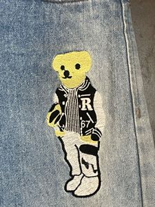 Light Wash Denim Jeans with Bear Patch
