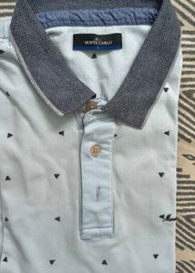 Men's powder Blue Triangle Print Polo Shirt