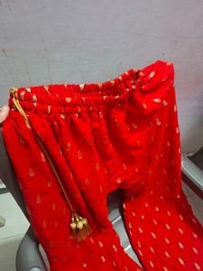 Golden Blouse, Red Ethnic Pant with Dupatta 💥