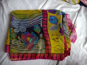 Vibrant Floral Print Chiffon Saree