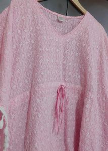Light Pink Chikan Stuff Tunic For 38 Bust