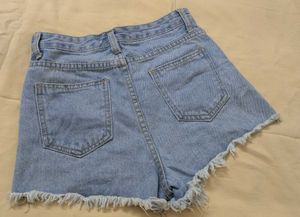 Light Wash Frayed Denim Shorts