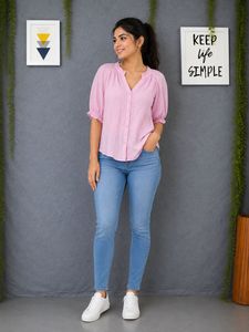 Light Pink Button-Up Top