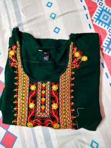 green embroidery kurti