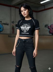 Graphic Print Cropped Tee