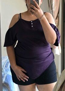 Cold Shoulder Purple Top