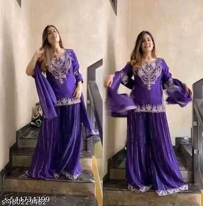 Purple Embroidered Salwar Suit