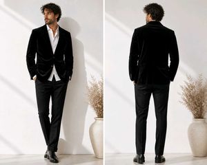 💎 PARK AVENUE Black Velvet Blazer Suit — Men's