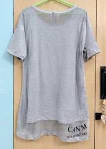 Grey T-Shirt with Perfume Bottle Print