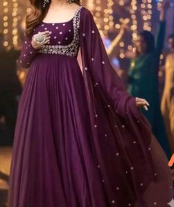 Elegant Purple Embroidered Anarkali