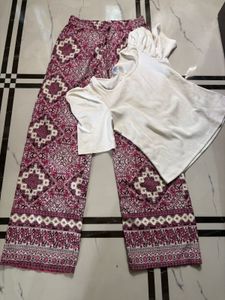 Stylish Printed Palazzo Pants with top and flat