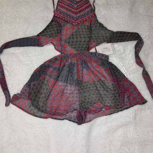 Boho Print Halter Neck Romper dress