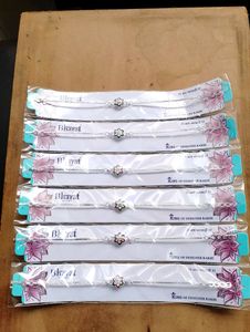 Silver Polish Designer Rakhi ( 6 Pec)