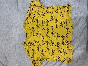 Yellow Graphic Print Cropped Top