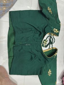 Elegant Emerald Green Embroidered Blouse