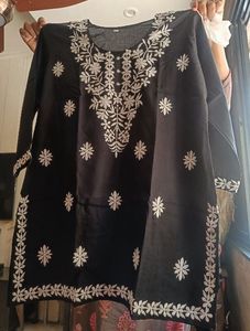 Black Chikankari Embroidered Short Kurti