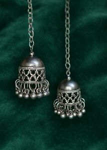 Elegant Silver Tone Jhumka Earrings