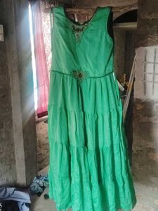 Beautiful Green Tiered Ethnic Gown