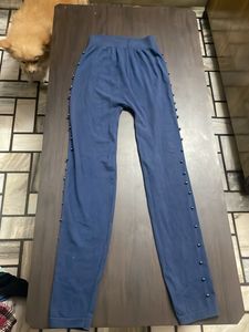 Navy Blue Pants with Pearl Detail