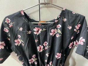 Black Floral Short Jumpsuit