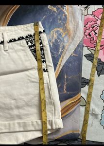 White Embroidered Shorts