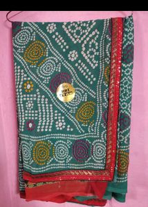🌼Beautiful Teal Bandhani Saree🌼