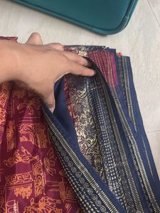 Beautiful Maroon &amp; Blue Saree