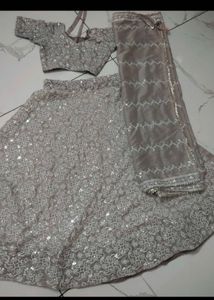 Elegant Silver Lehenga Choli Set