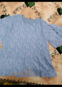 Stylish Grey Striped Top with Bell Sleeves