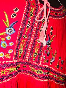 Embroidered Light Red Frock