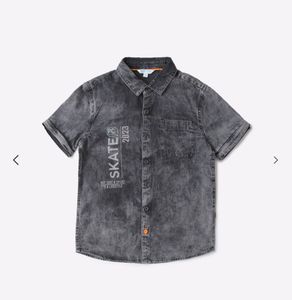 Grey Washed Denim Shirt for boys